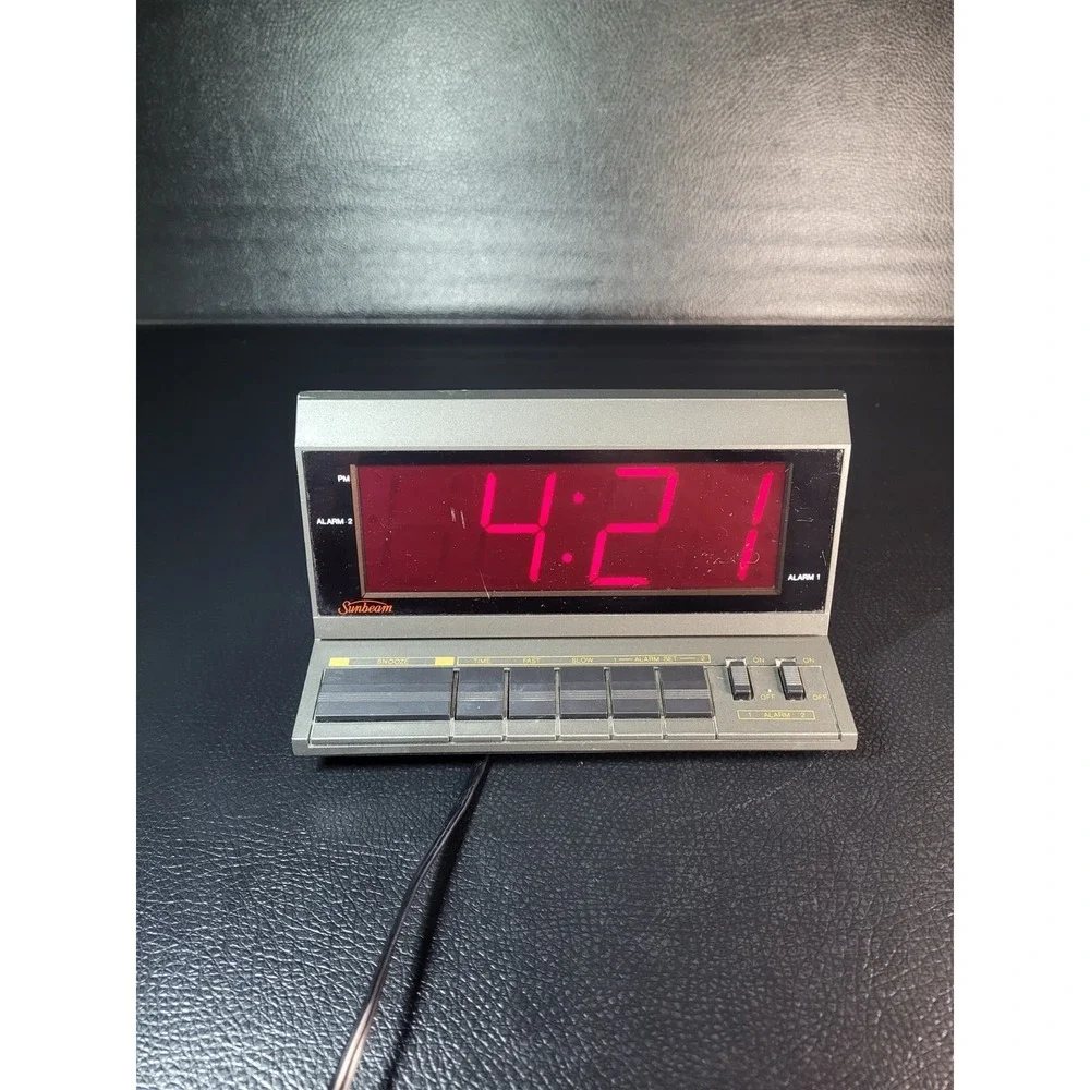 Vintage Sunbeam Digital LED Dual Alarm Clock with Snooze - Manual 887-36 Tested